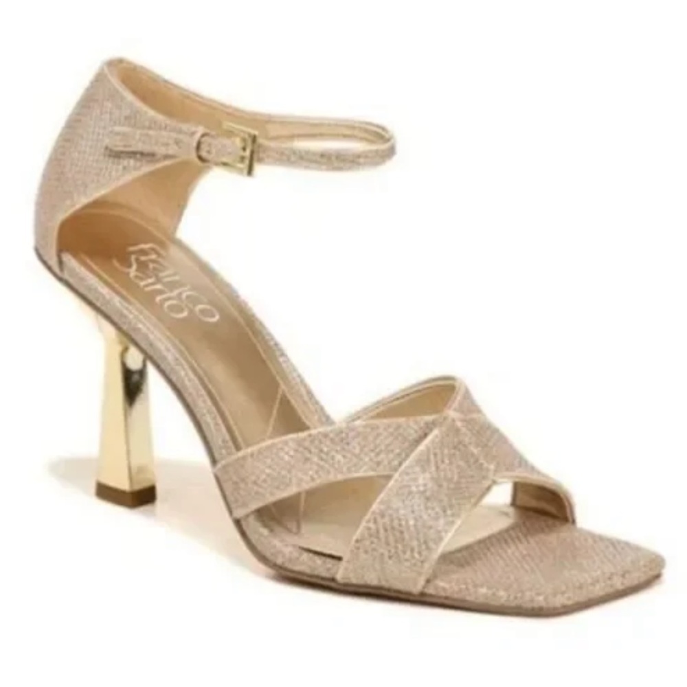 Franco Sarto Rania2 Gold Glittery Ankle Strap Sandals